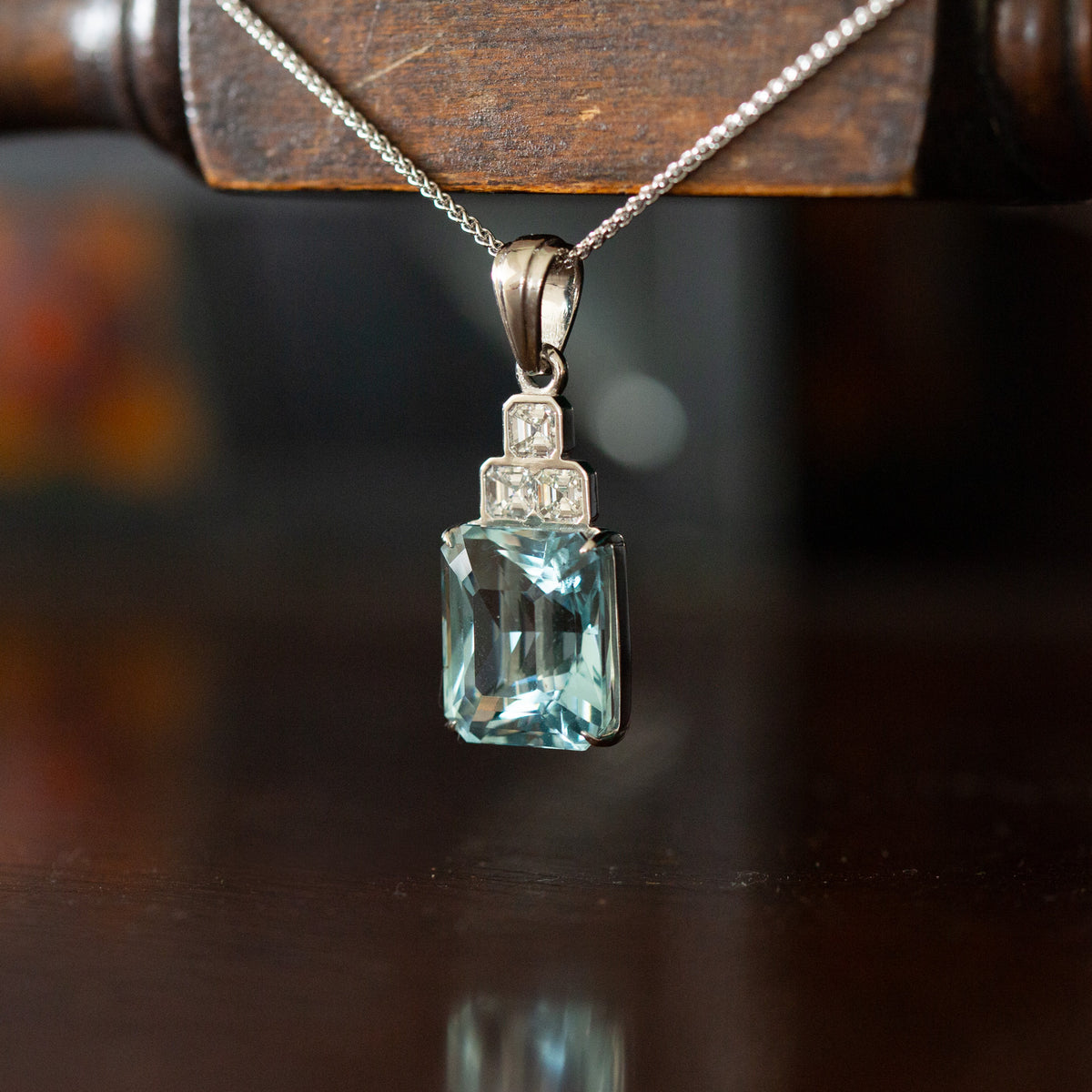 Aquamarine and Diamond Pendant