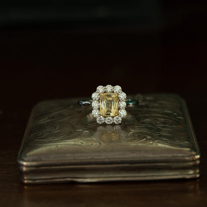 Octagonal Yellow Sapphire and Diamond Cluster