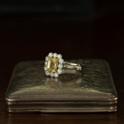 Octagonal Yellow Sapphire and Diamond Cluster