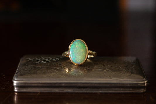 Cabochon Opal Solitaire Ring