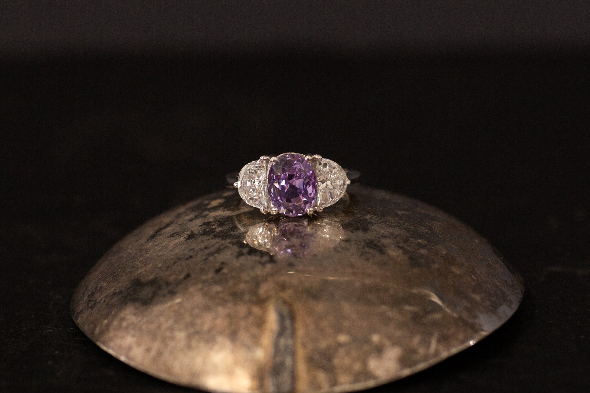 Purple Sapphire Three-Stone Ring