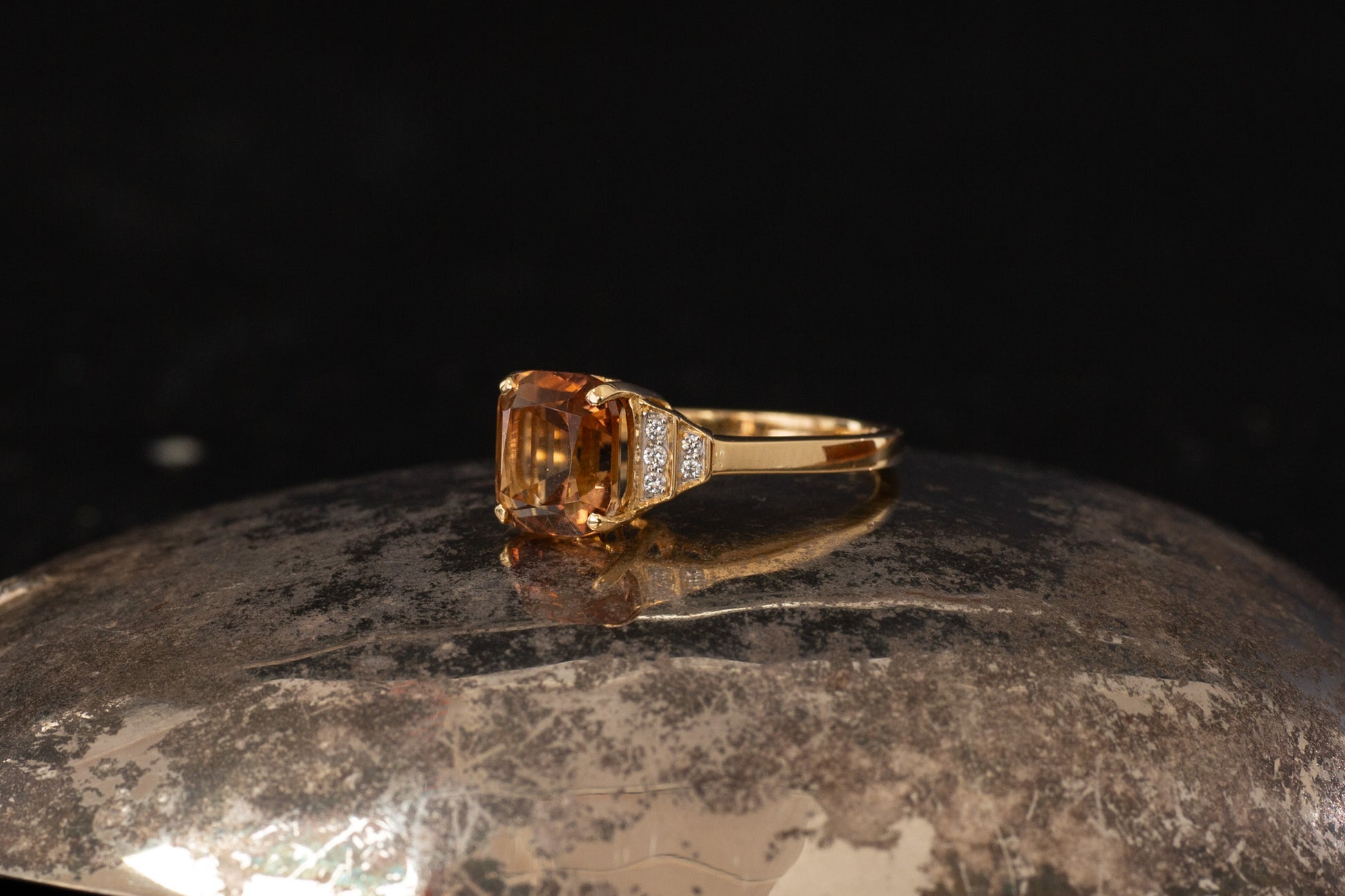 Peach Tourmaline and Diamond Ring — view 2