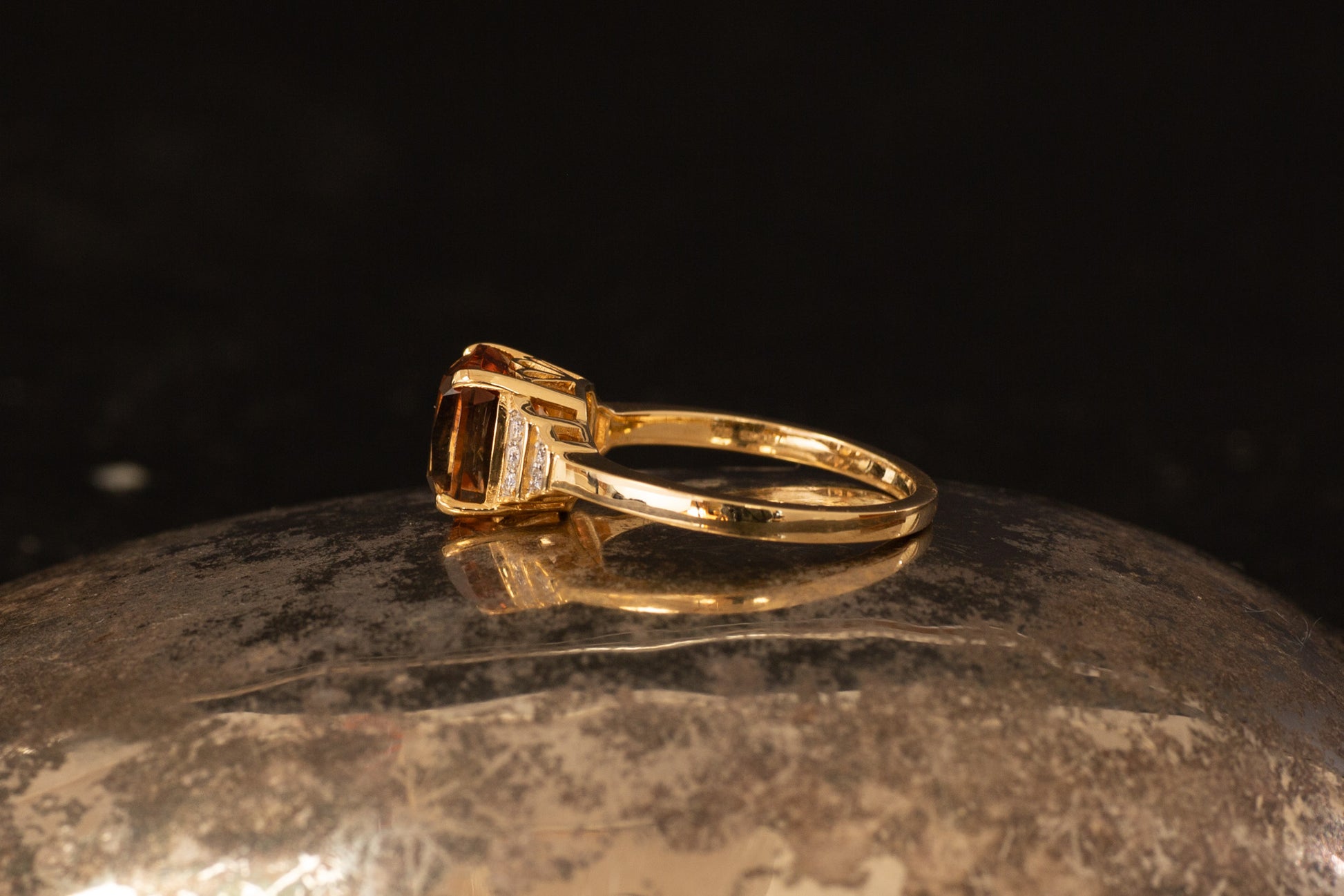Peach Tourmaline and Diamond Ring — view 3