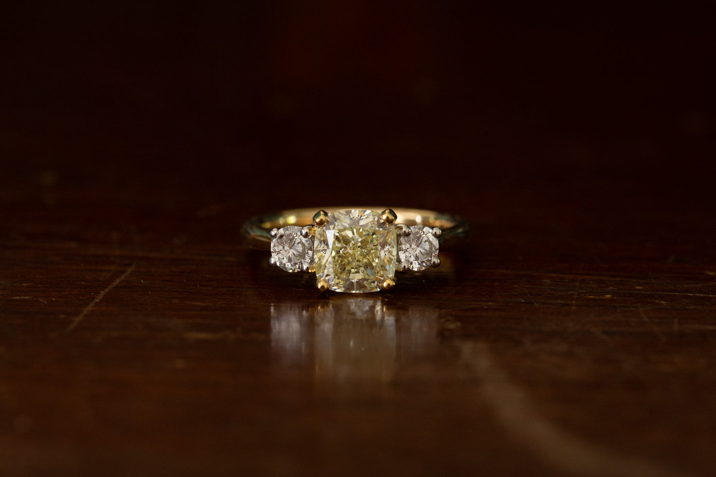 Champagne & White Diamond Three Stone Ring
