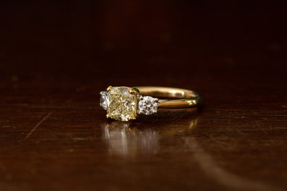Champagne & White Diamond Three Stone Ring