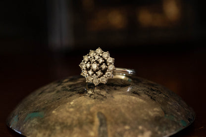 18ct White Gold Circular Diamond Cluster Ring — view 2