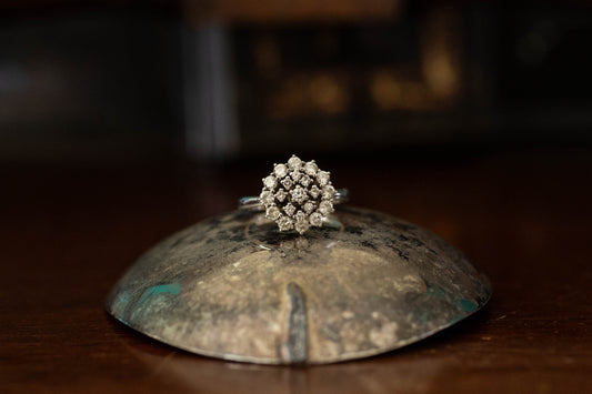 18ct White Gold Circular Diamond Cluster Ring