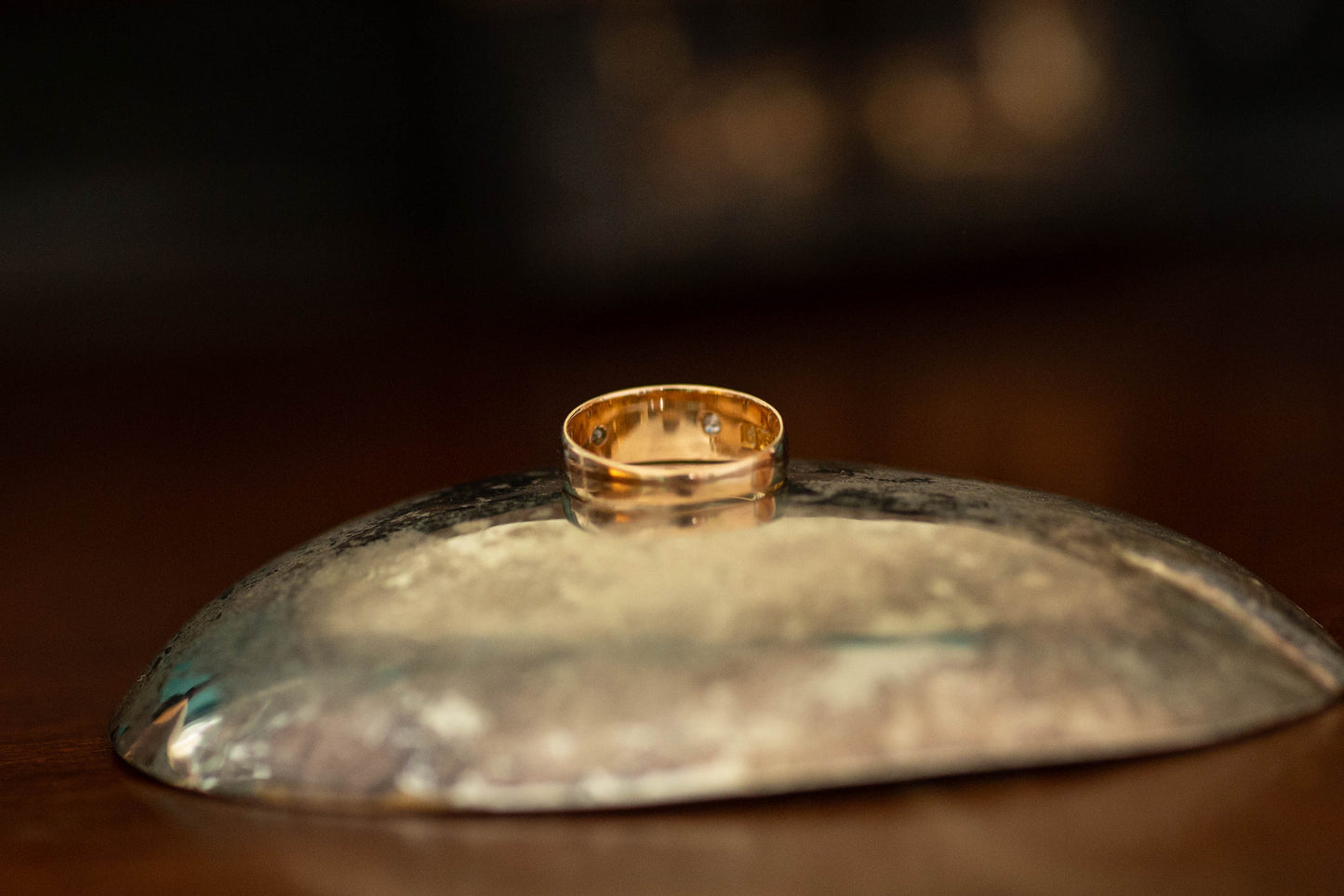 15ct Yellow Gold Victorian Diamond & Seed Pearl Band — view 3
