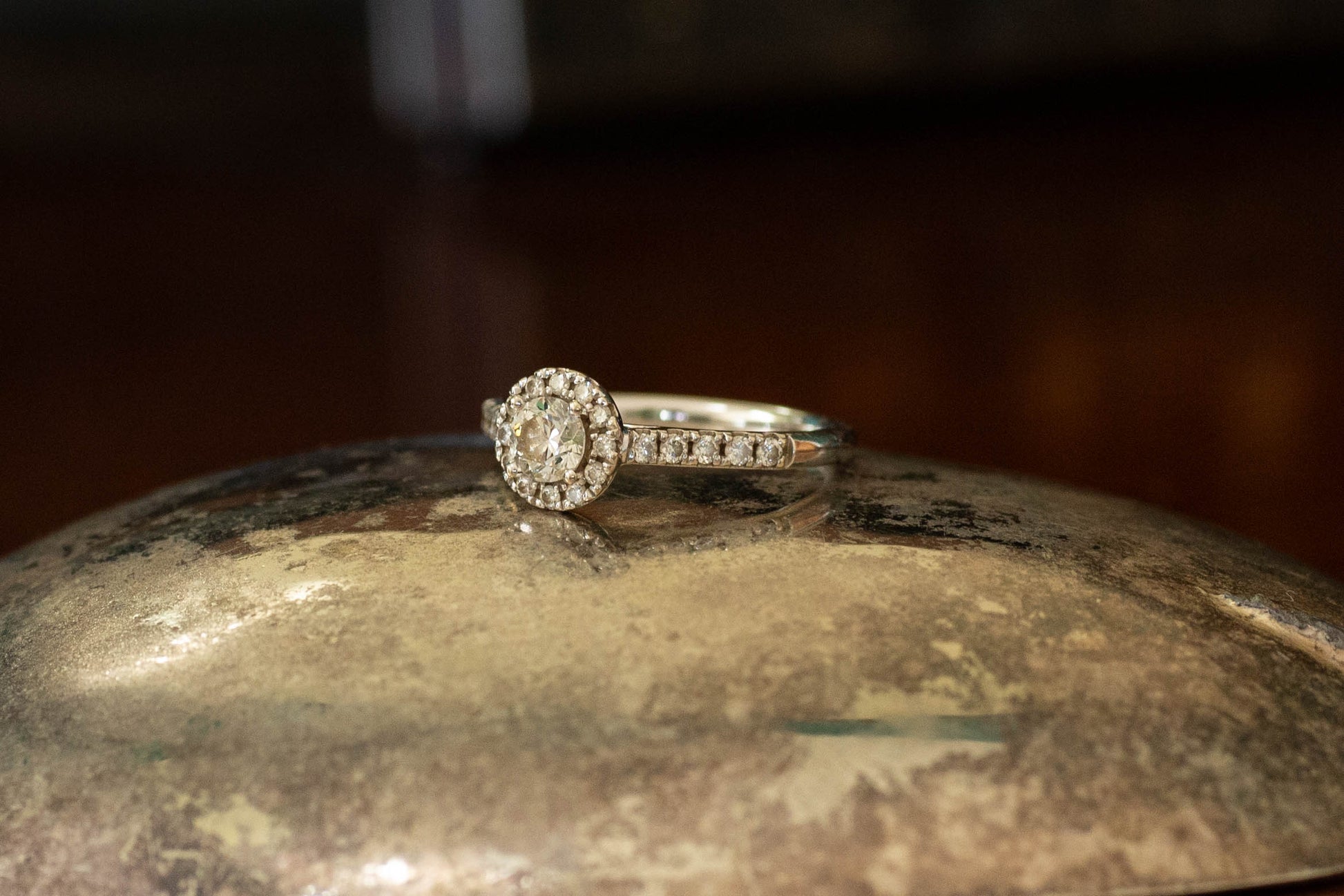 18ct White Gold Diamond Halo Ring — view 2