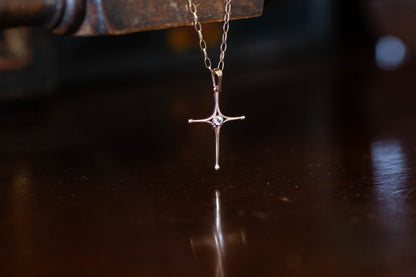 9ct Rose Gold Diamond Paste Cross & 9ct Yellow Gold Chain