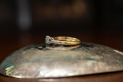 18ct Yellow Gold & Platinum Antique Diamond Three Stone Ring — view 3