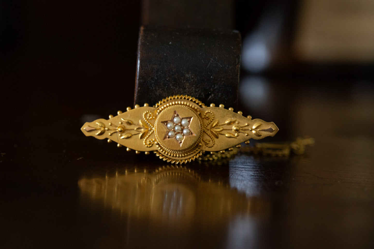 Victorian Bar Brooch with Seed Pearls