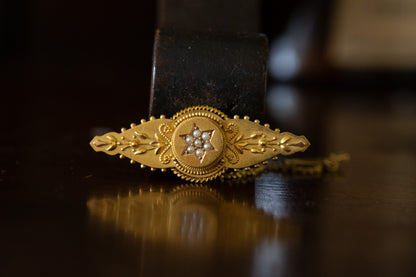 Victorian Bar Brooch with Seed Pearls