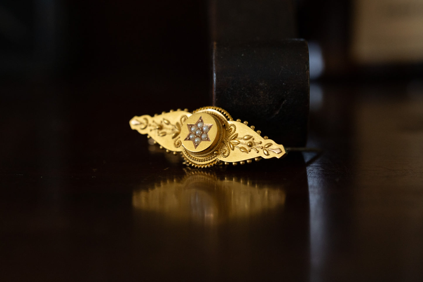 Victorian Bar Brooch with Seed Pearls