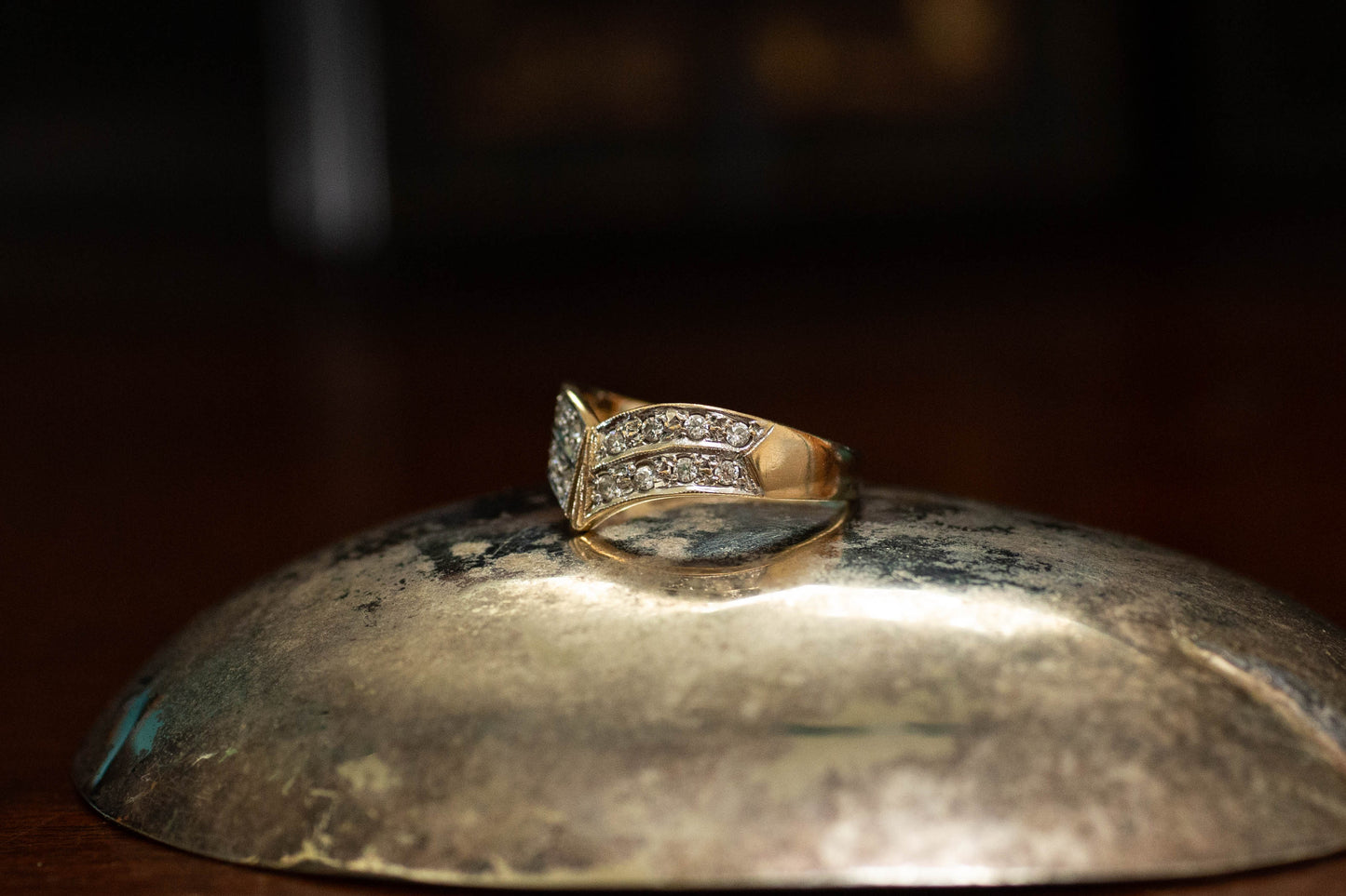 9ct Yellow Gold Cubic Zirconia Set Wishbone Band — view 3