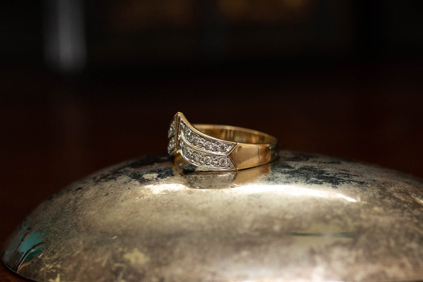 9ct Yellow Gold Cubic Zirconia Set Wishbone Band — view 2