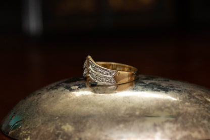 9ct Yellow Gold Cubic Zirconia Set Wishbone Band — view 2