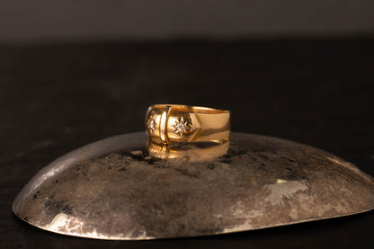 Antique 18ct Yellow Gold Diamond Set Buckle Ring — view 2