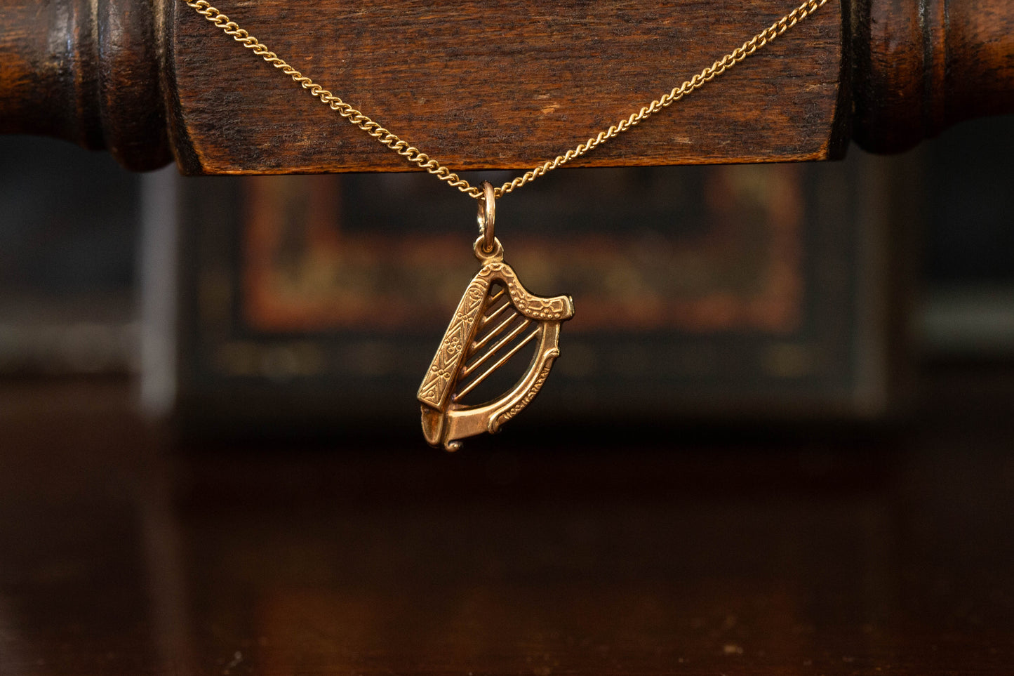 Gold Harp Pendant — view 2