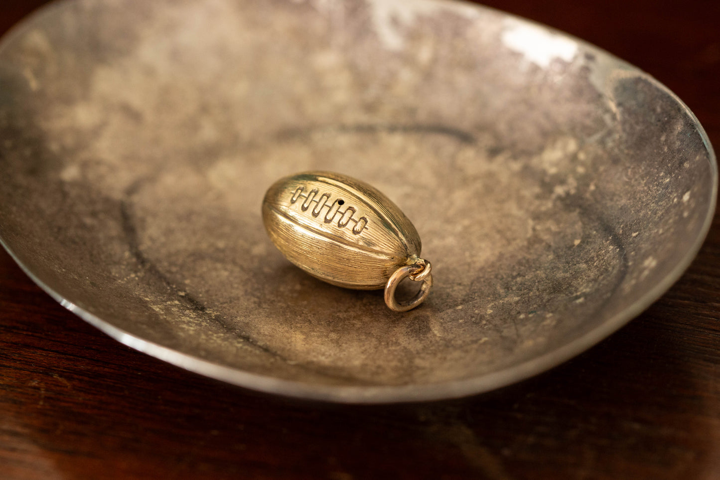 Gold Rugby Ball Pendant — view 2