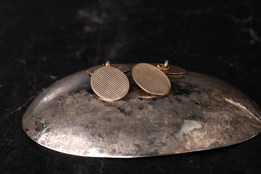 9ct Rose Gold Oval Ribbed Cufflinks