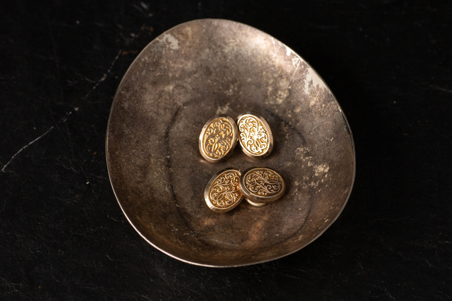 Silver & Gold Plated Oval Patterned Cufflinks