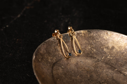 9ct Yellow Gold Sapphire Set Drop Earrings