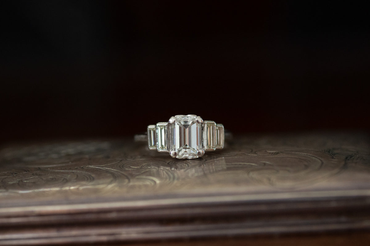 Art Deco Diamond Solitaire and Stepped Diamond Shoulders