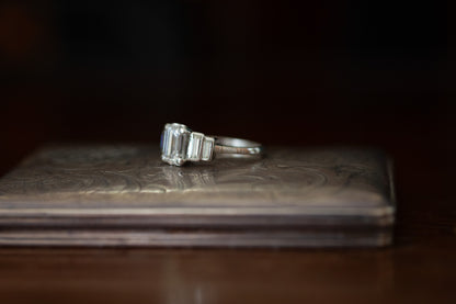Art Deco Diamond Solitaire and Stepped Diamond Shoulders