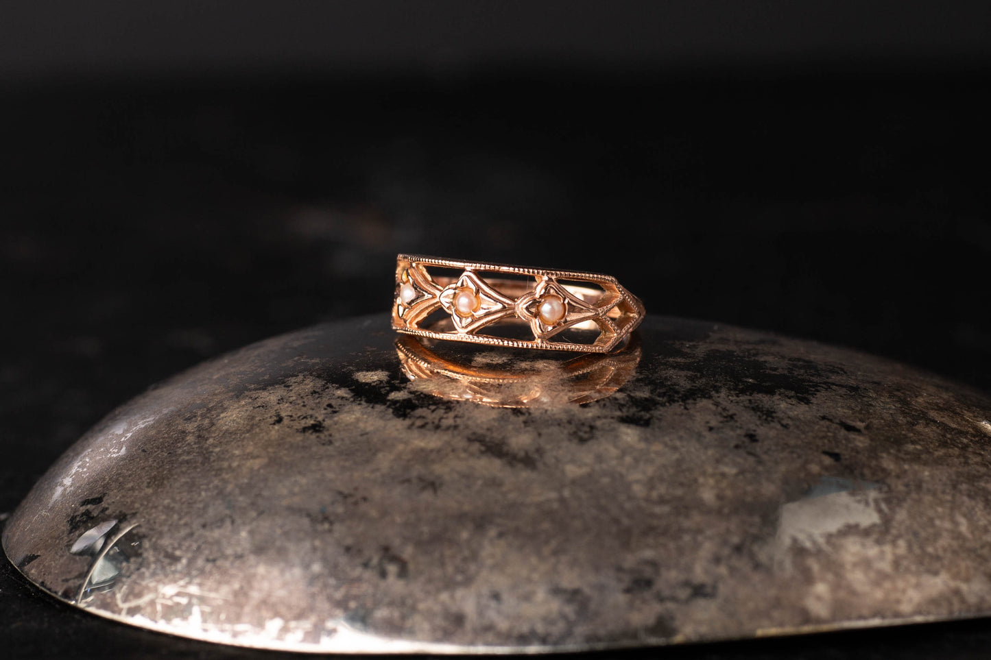 9ct Rose Gold Pearl Set Band — view 2