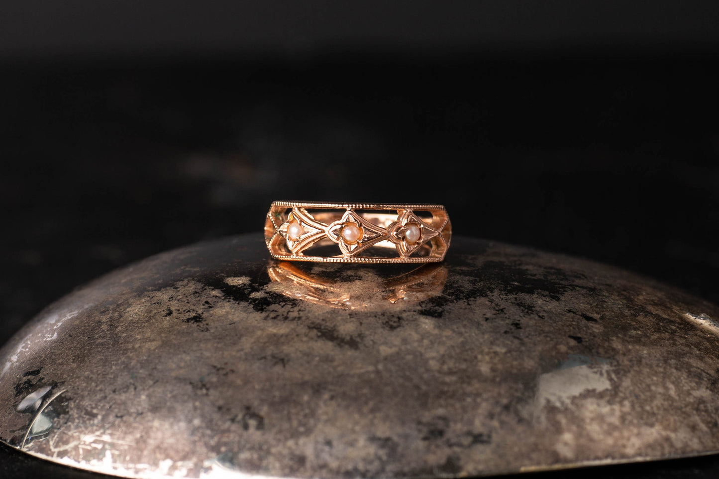 9ct Rose Gold Pearl Set Band