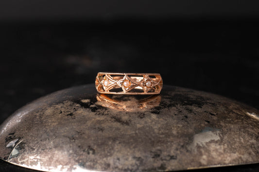 9ct Rose Gold Pearl Set Band