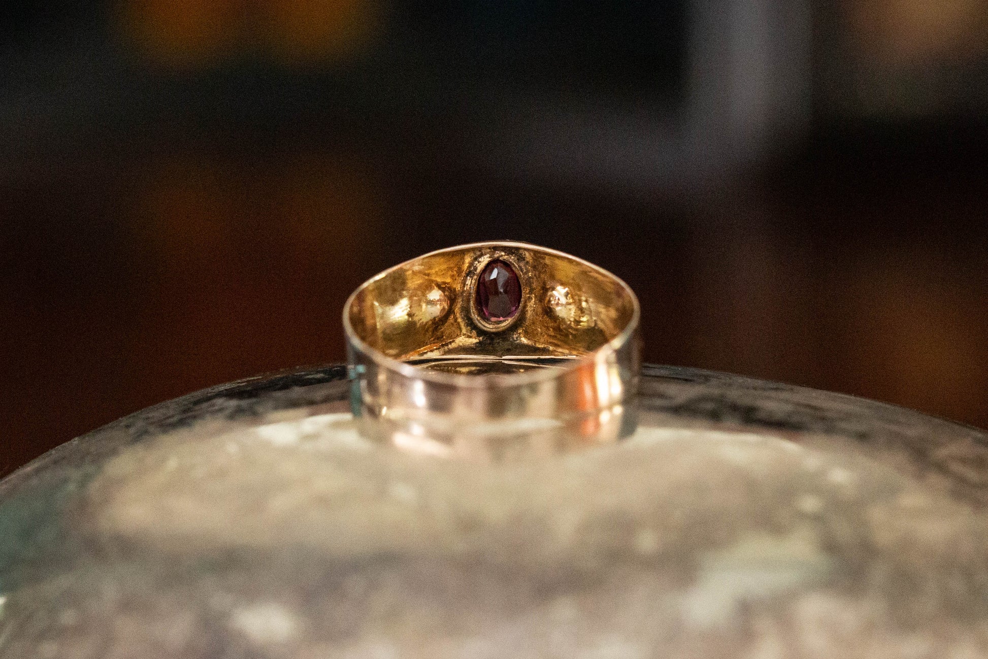 Garnet and Seed Pearl Set Band — view 4