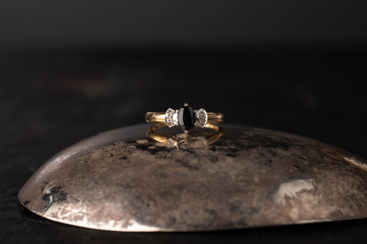 9ct Yellow Gold Sapphire & Diamond Ring