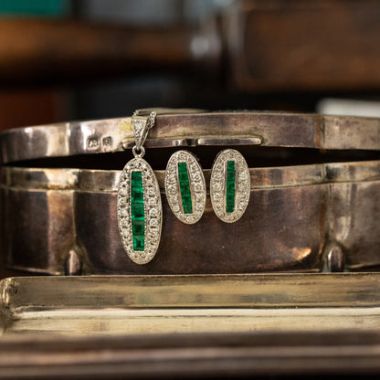 Oval Emerald and Diamond Pendant