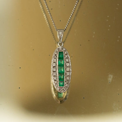 Oval Emerald and Diamond Pendant
