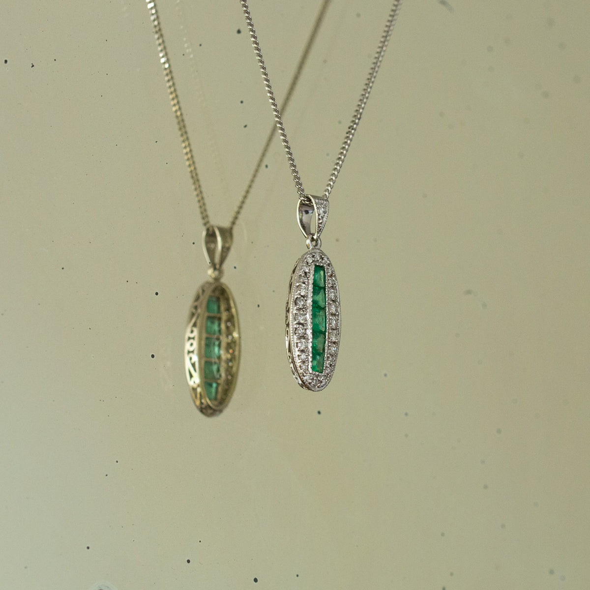 Oval Emerald and Diamond Pendant