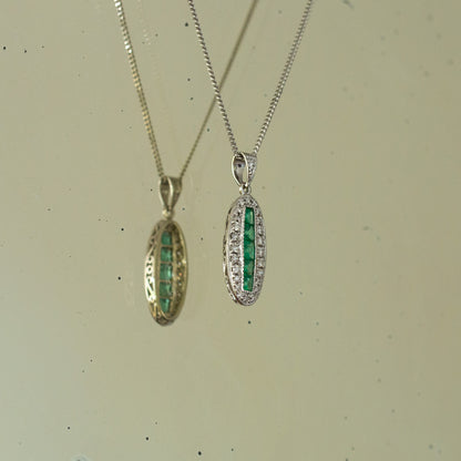 Oval Emerald and Diamond Pendant