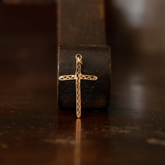 Gold Pierced Lattice Gold Cross