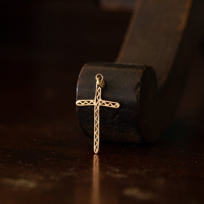 Gold Pierced Lattice Gold Cross