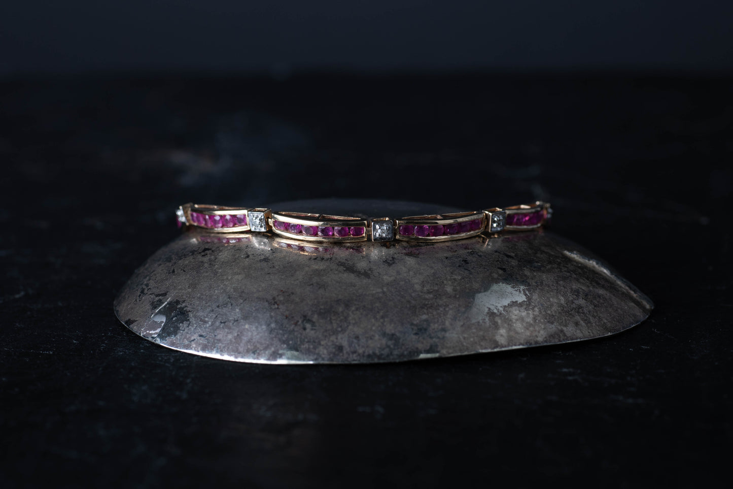 9ct Yellow Gold Ruby & Diamond Bracelet — view 2