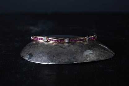 9ct Yellow Gold Ruby & Diamond Bracelet — view 2