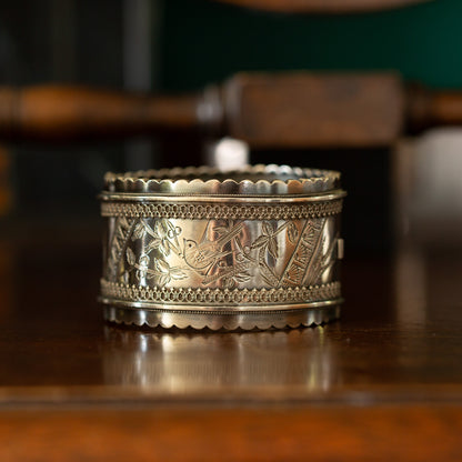 Broad Patterned Silver Bangle