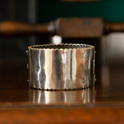 Broad Patterned Silver Bangle