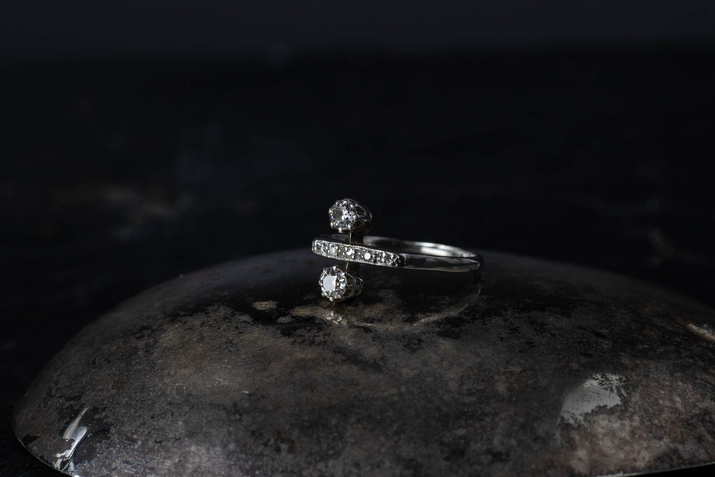 Art Deco Diamond Two Stone Ring