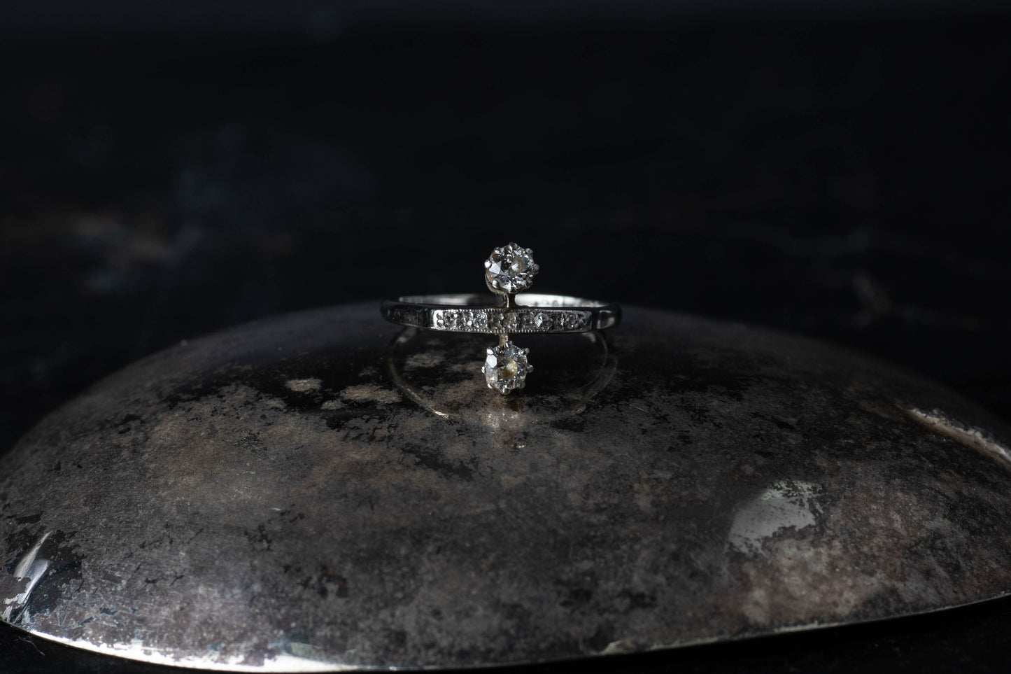 Art Deco Diamond Two Stone Ring