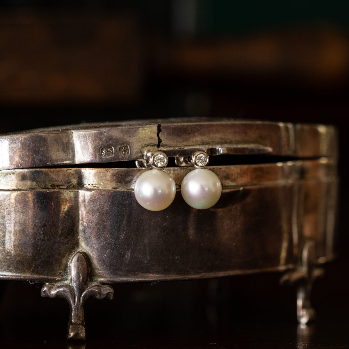 Pearl and Diamond Stud Earrings