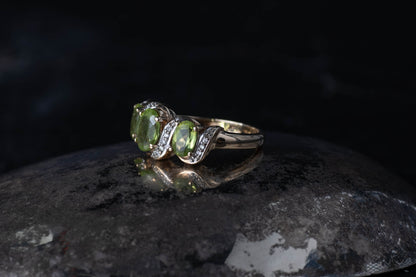 Peridot Three Stone Ring — view 2