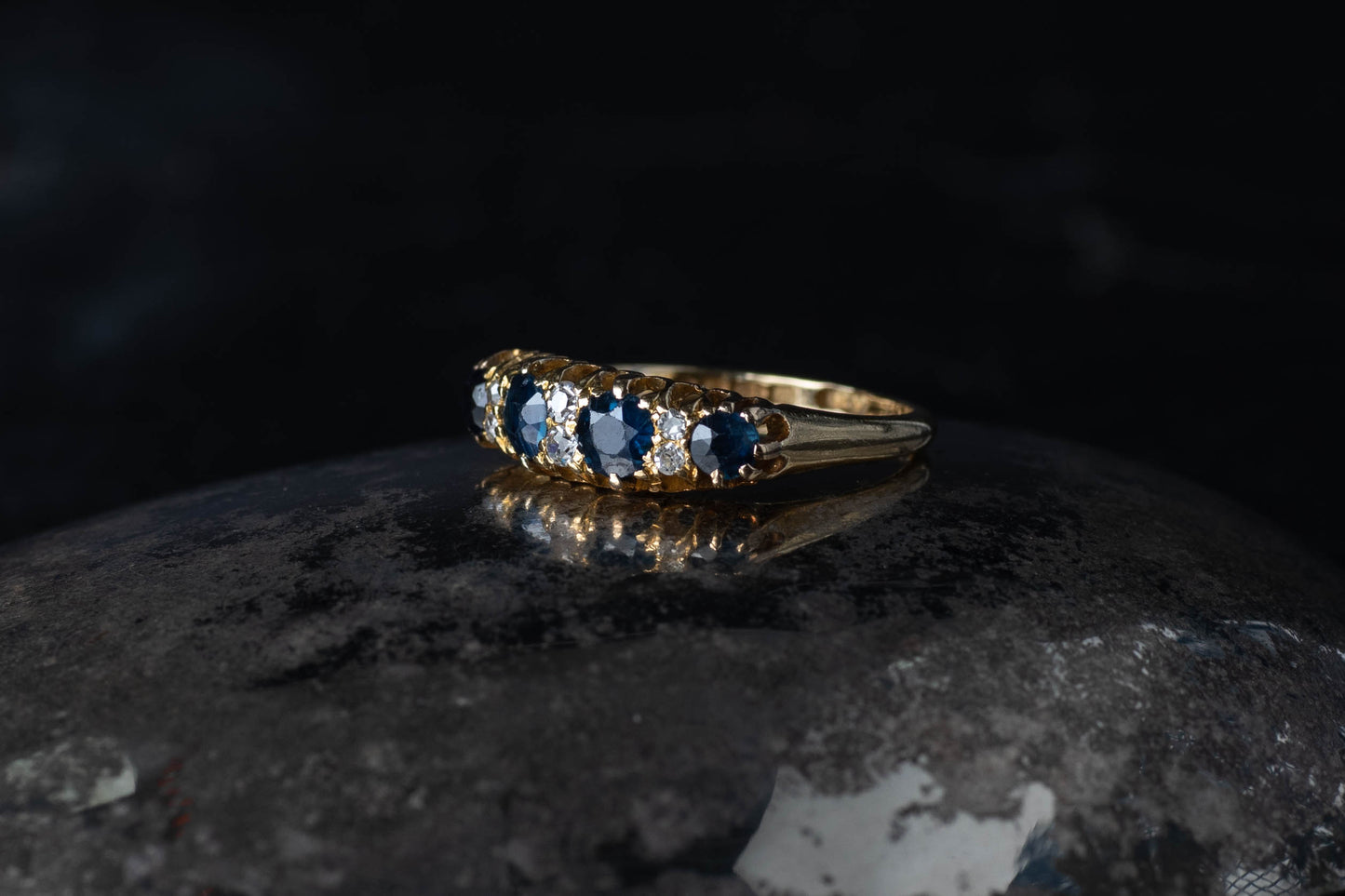 Antique Sapphire and Diamond Band — view 2