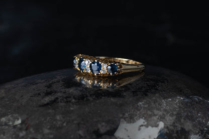 Antique Sapphire and Diamond Band — view 2